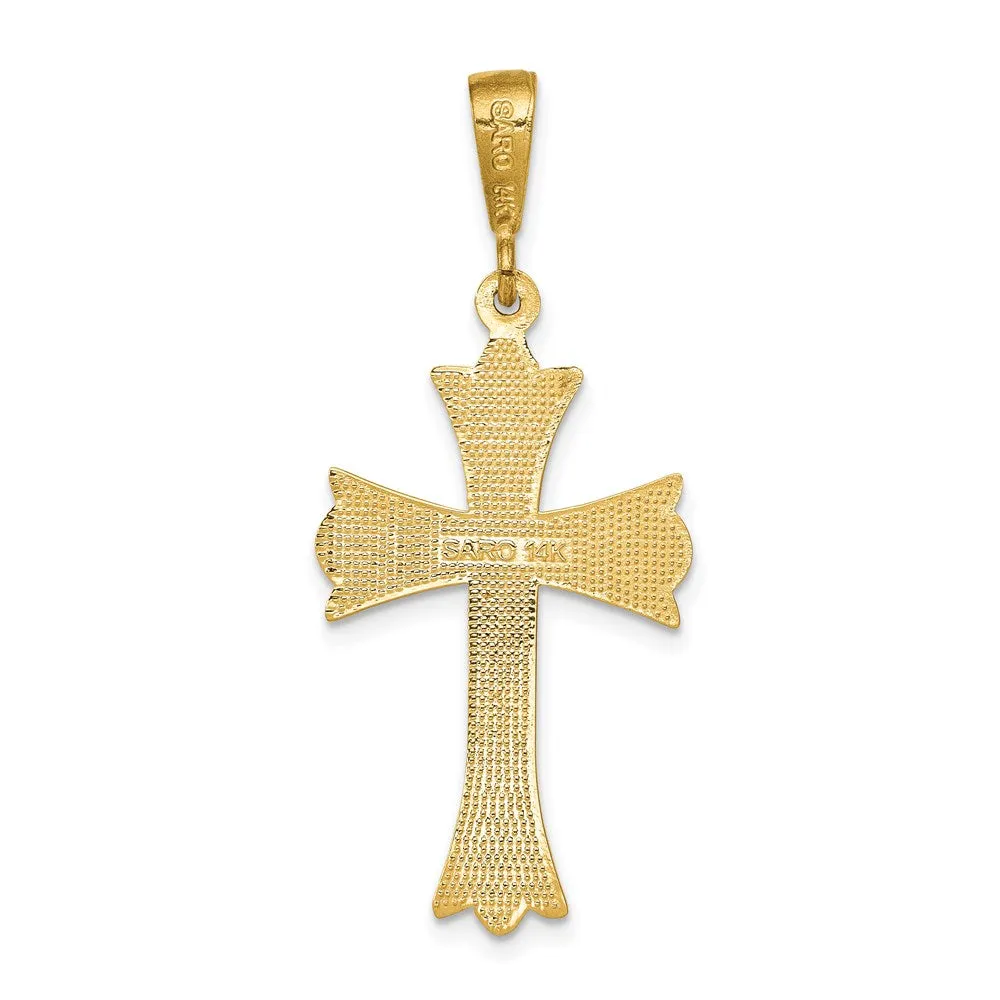 14k Fleur De Lis Cross Pendant