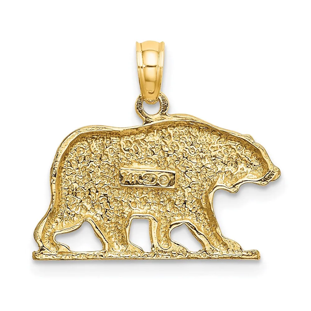 14K Textured Bear Charm