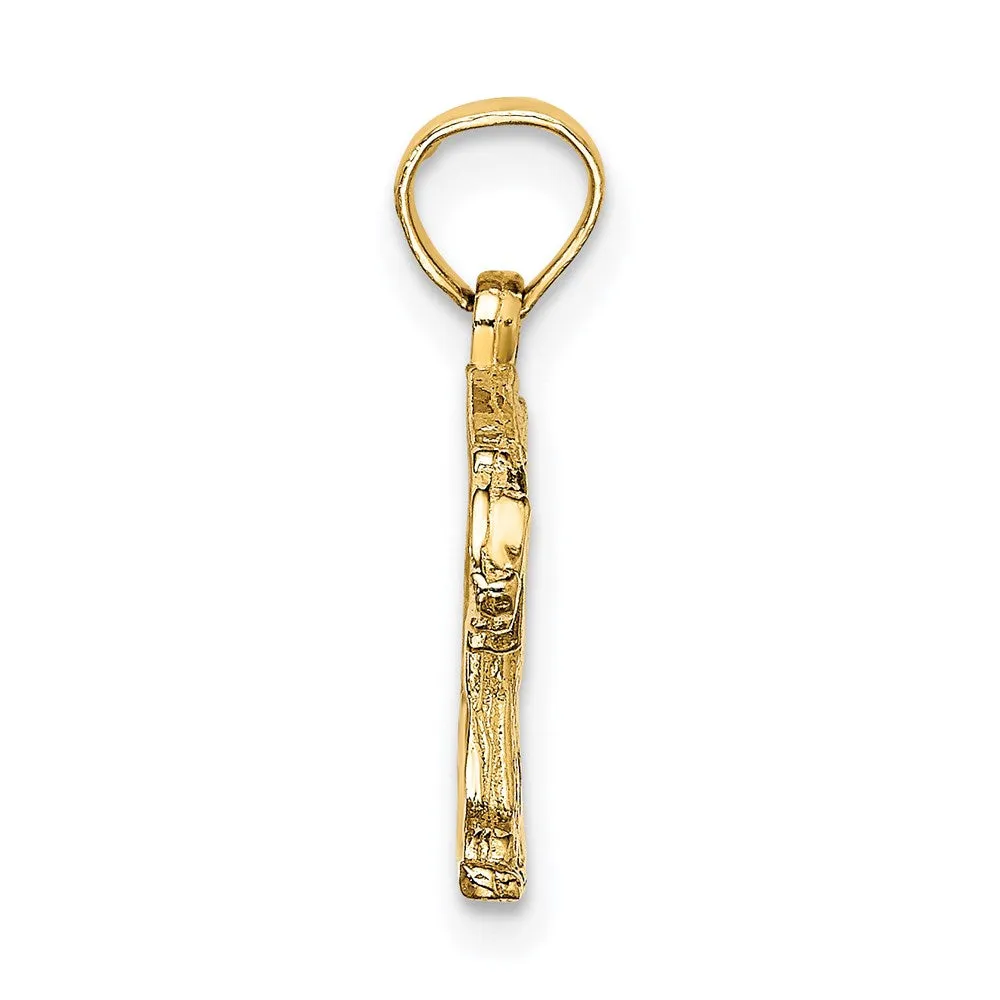 14K Textured Bear Charm