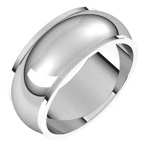 14K White 8 mm Half Round Edge Band Size 8.5