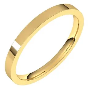 14K Yellow 2 mm Flat Comfort Fit Light Band Size 6.5