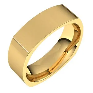 14K Yellow 6 mm Square Comfort Fit Band Size 10