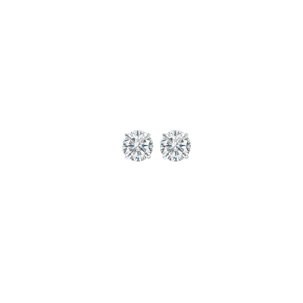 14KT White Gold & Diamond Classic Book Round Stud Earrings  - 1/10 ctw