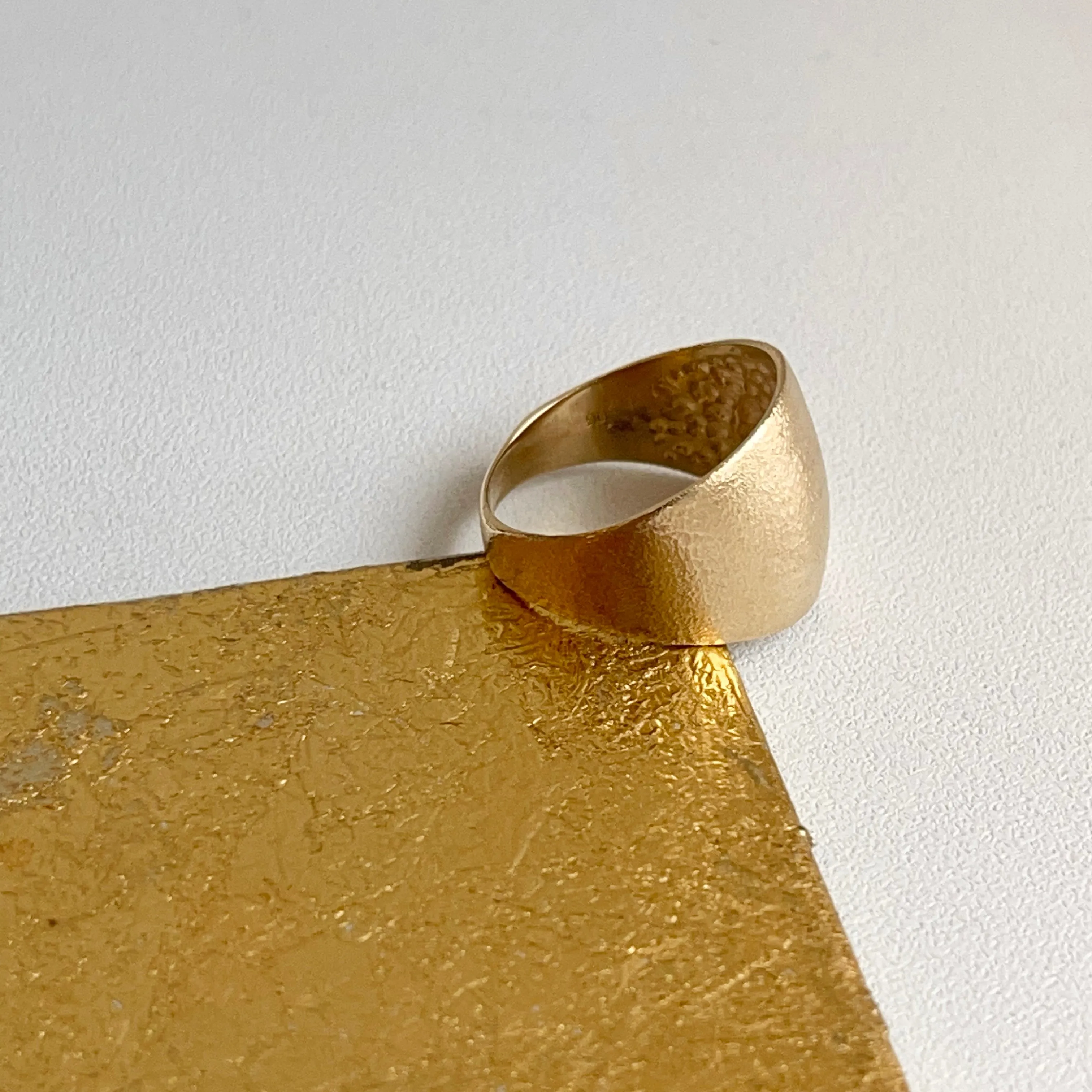 14KT Yellow Gold Textured Matte Finish Wide 15mm Cigar Band Ring