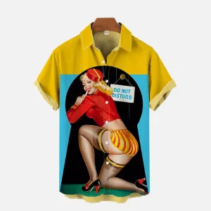 1980s Vintage Pin Up Girl 3D Prints Short Sleeved Shirts