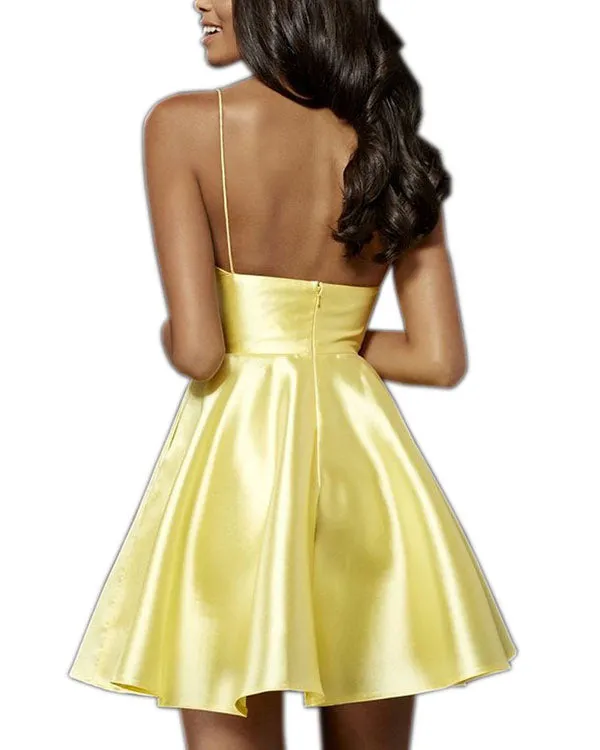 2019 Burgundy Satin Homecoming Dresses V-Neck Sexy Short Cocktail Dresses Mini Party Gowns