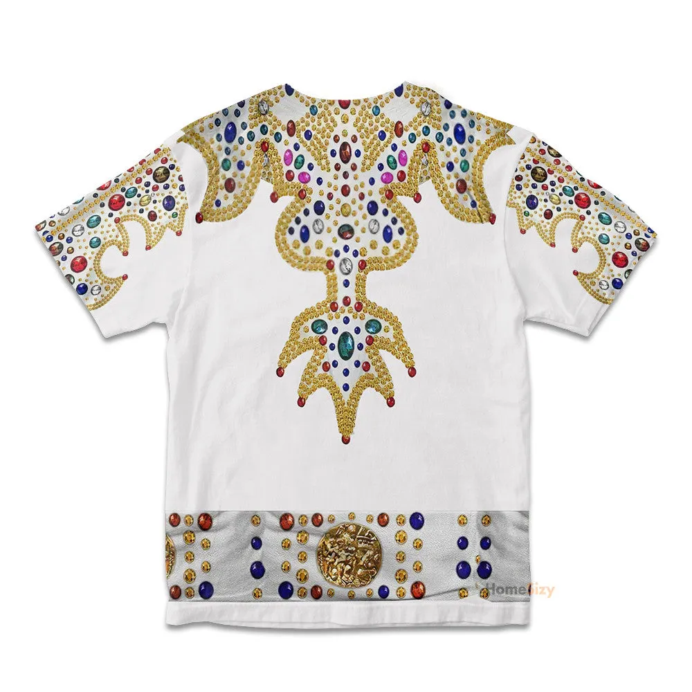 3D EP Elvis Presley Suit Custom Cosplay Costume Kid Tshirt QT207081Hf