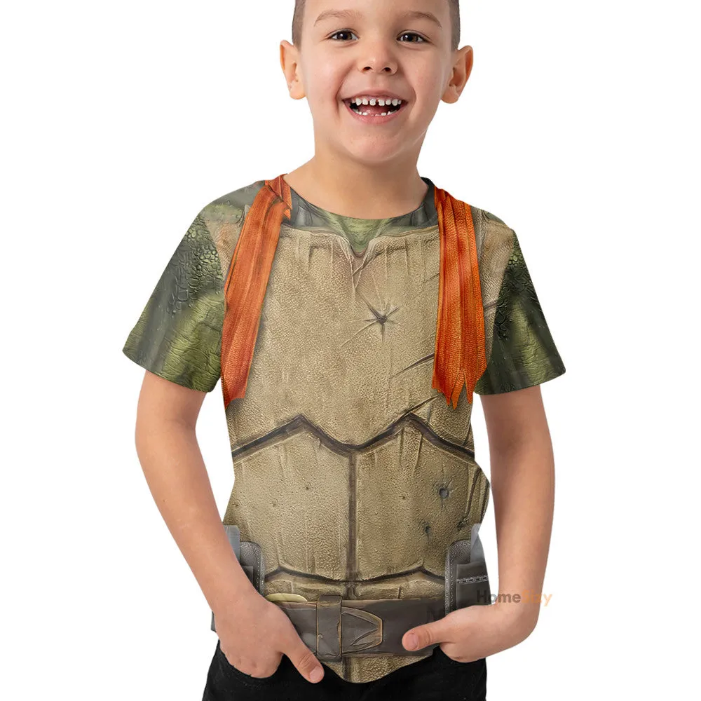 3D Michelangelo TMNT Mike Mikey Orange Custom Cosplay Costume Kid Tshirt QT210047Hf