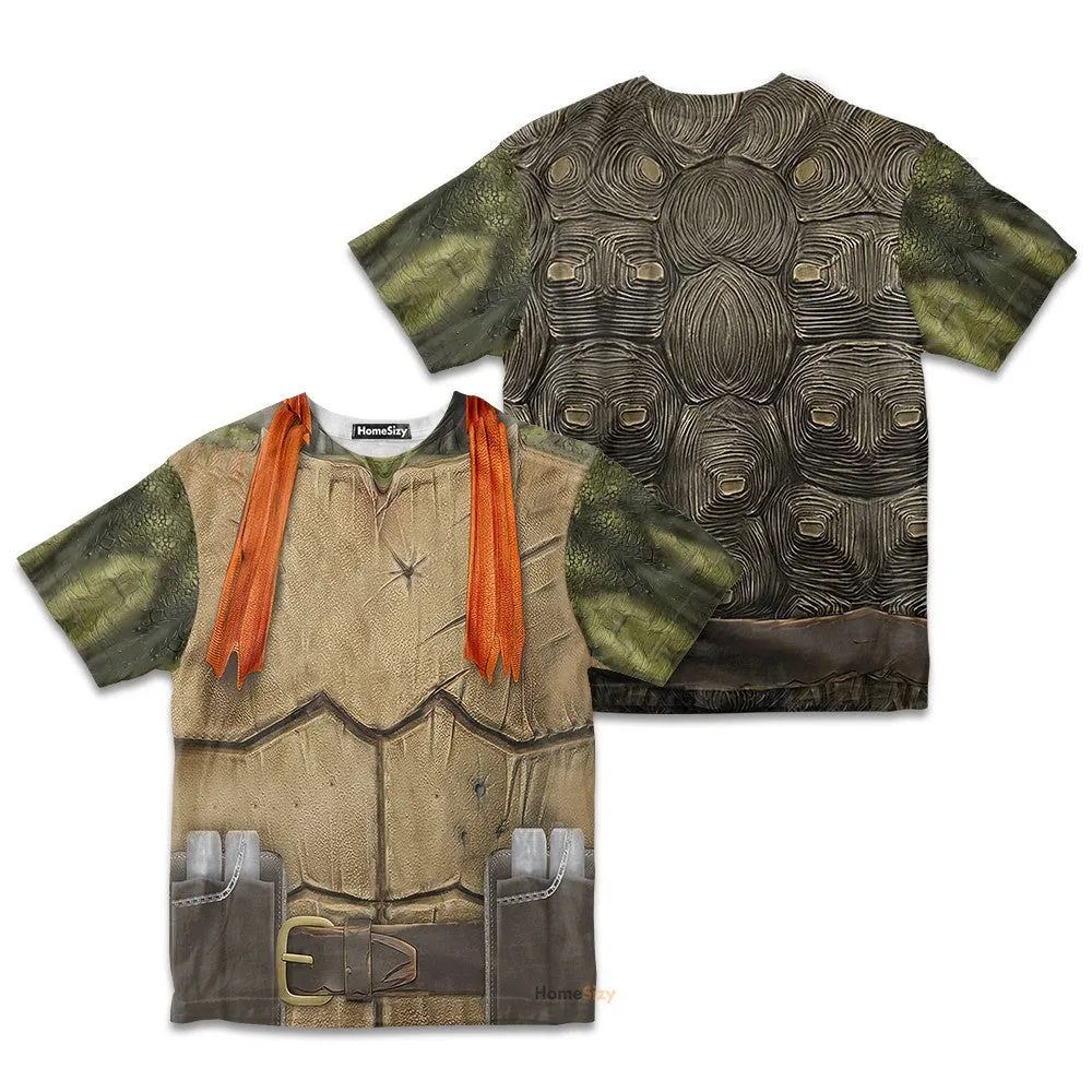 3D Michelangelo TMNT Mike Mikey Orange Custom Cosplay Costume Kid Tshirt QT210047Hf