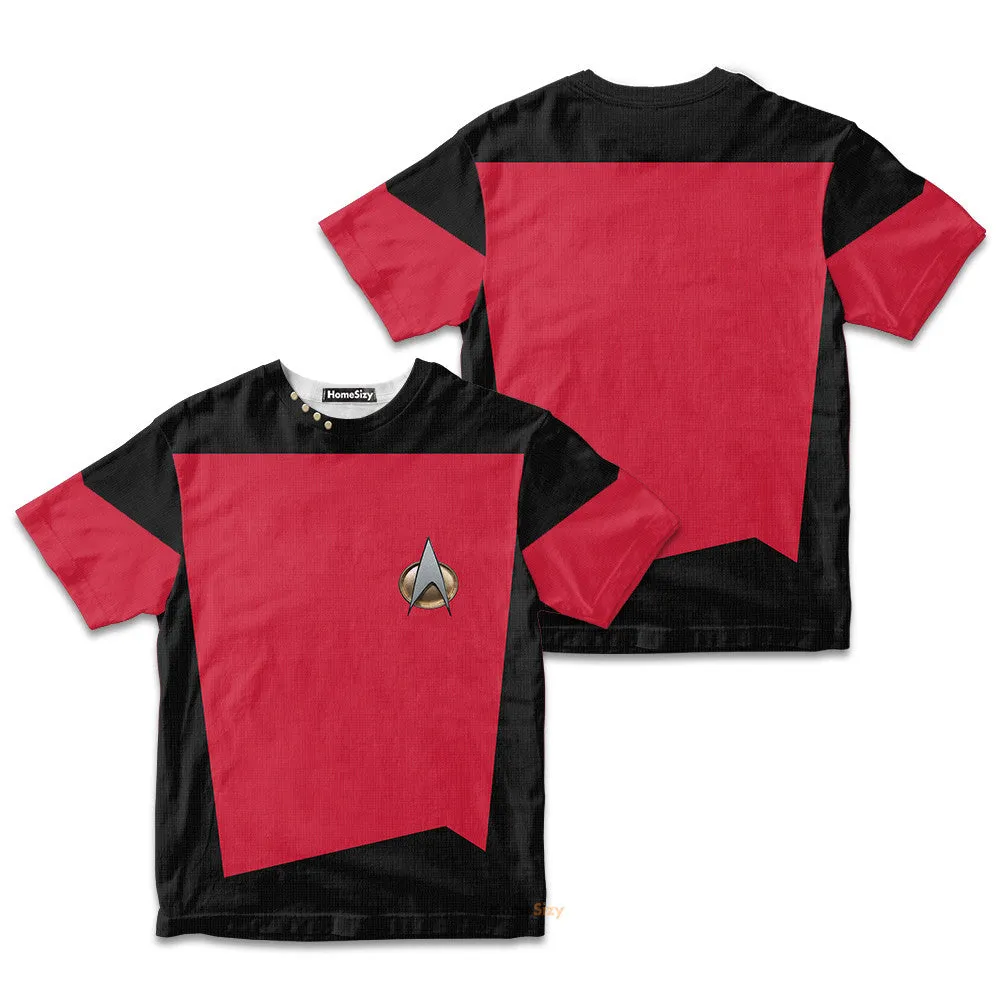 3D Star Trek The Next Generation 1987 1994 Red Custom Kid Tshirt QT305896Hf
