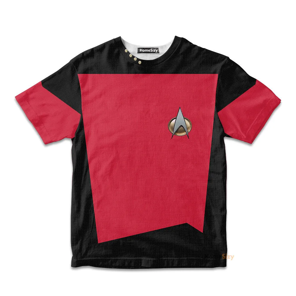 3D Star Trek The Next Generation 1987 1994 Red Custom Kid Tshirt QT305896Hf