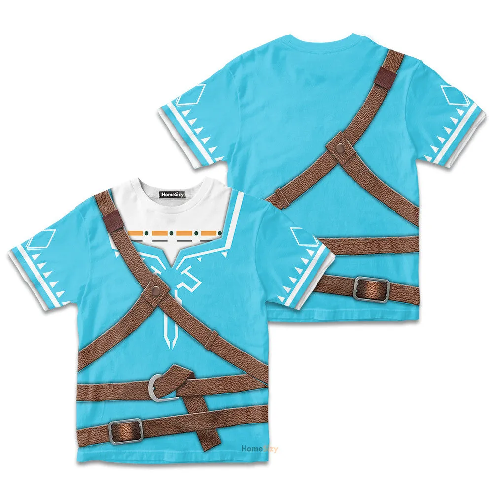 3D The Legend Of Zelda Link BOTW Cosplay Custom Cosplay Costume Kid Tshirt QT206189Hf