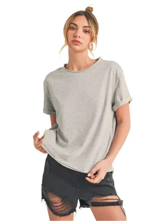 Aemi   Co Exposed Seam Round Neck Short Sleeve T-Shirt