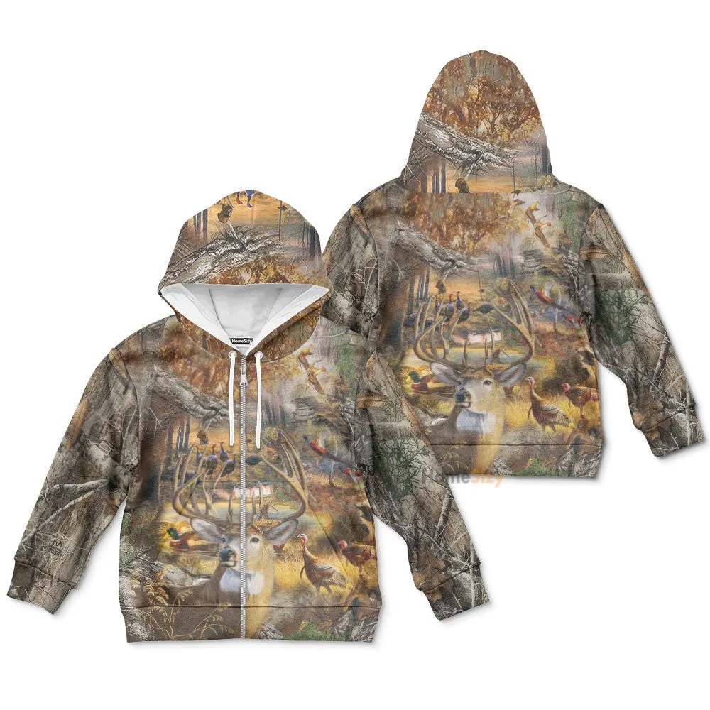 Animals In The Forest - 3D Kid Hoodie QT309654