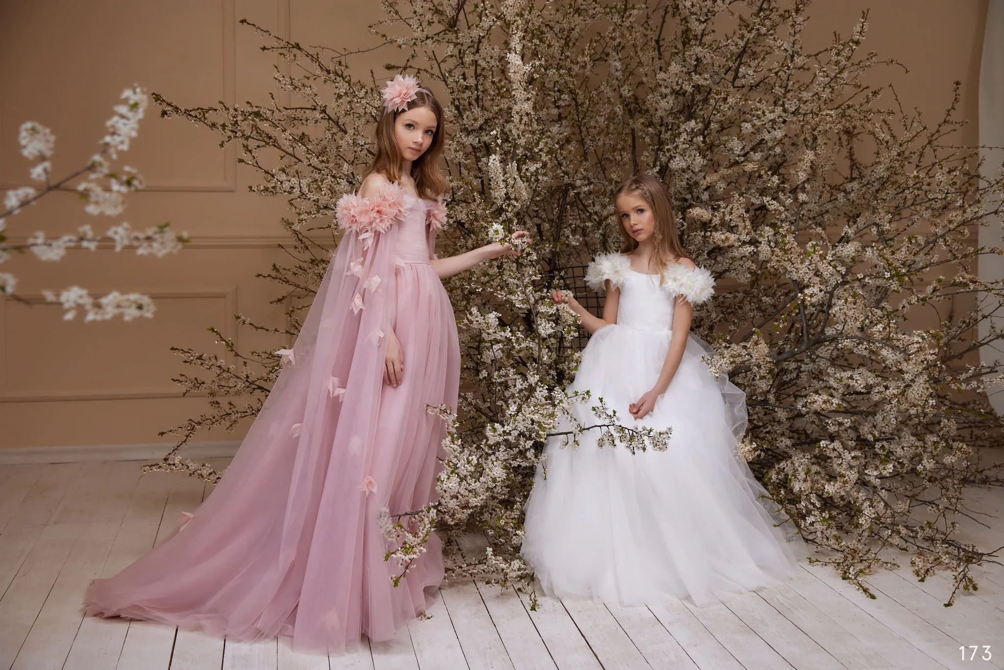 Aster Junior Bridesmaid Dress with Cold Shoulder and  Detachable Cape