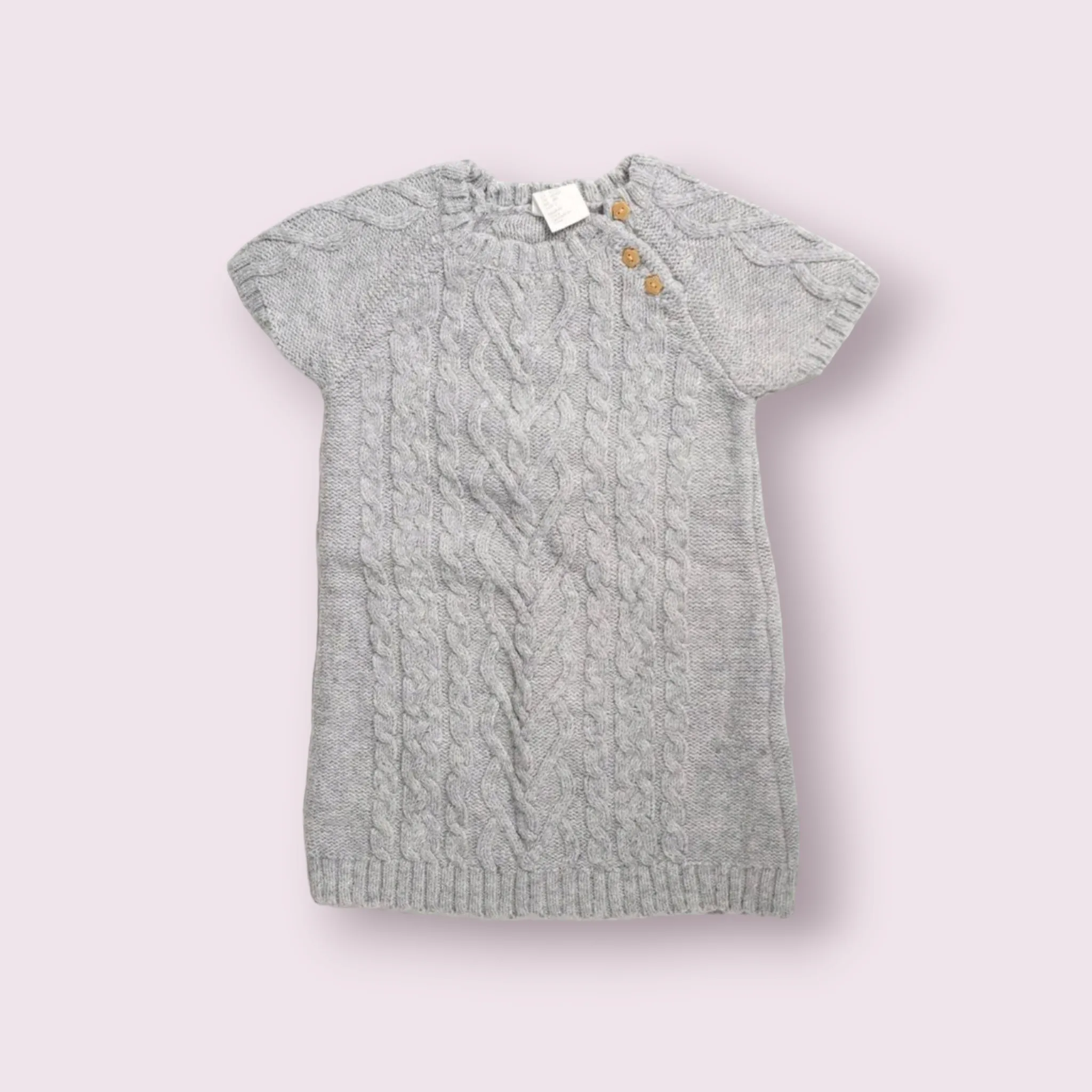 BABY GIRL SIZE 9/12 MONTHS - H&M, Soft & Warm Cable Knit, Sweater Dress EUC B13
