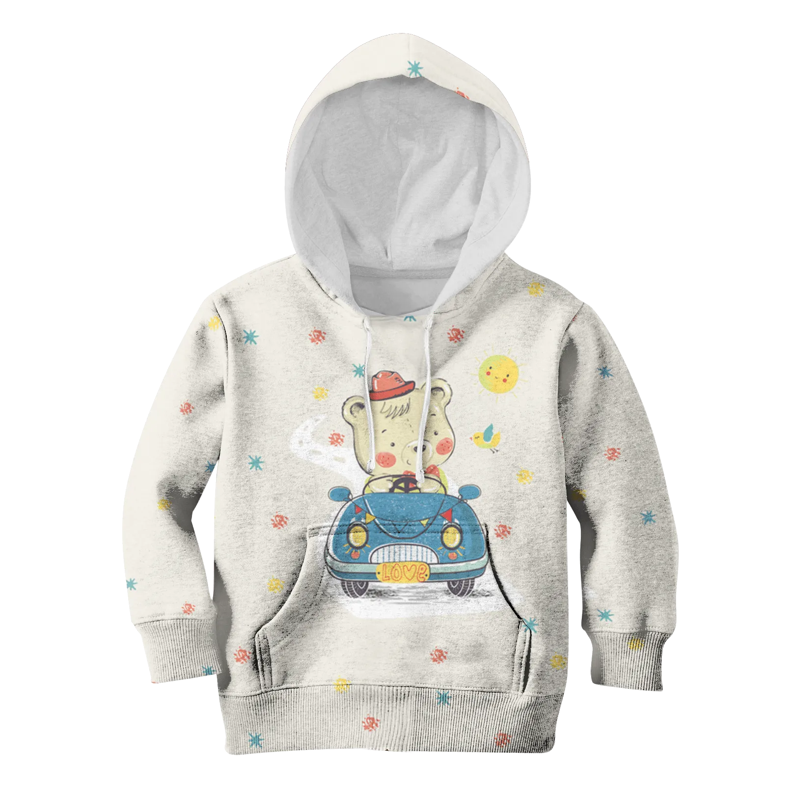 Bear drives car Kid Custom Cosplay Hoodies Apparel