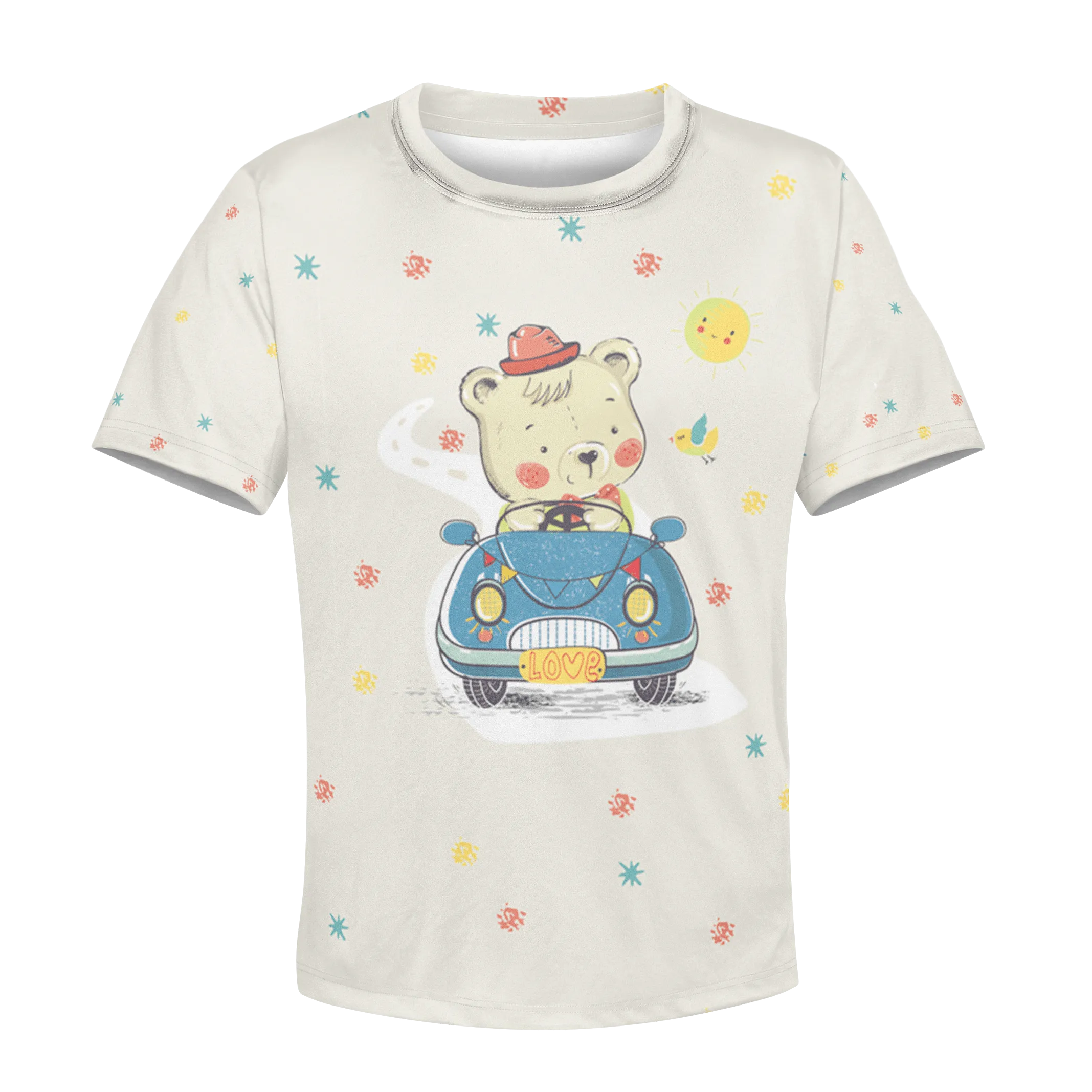 Bear drives car Kid Custom Cosplay Hoodies Apparel