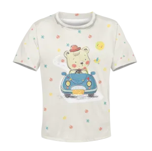 Bear drives car Kid Custom Cosplay Hoodies Apparel
