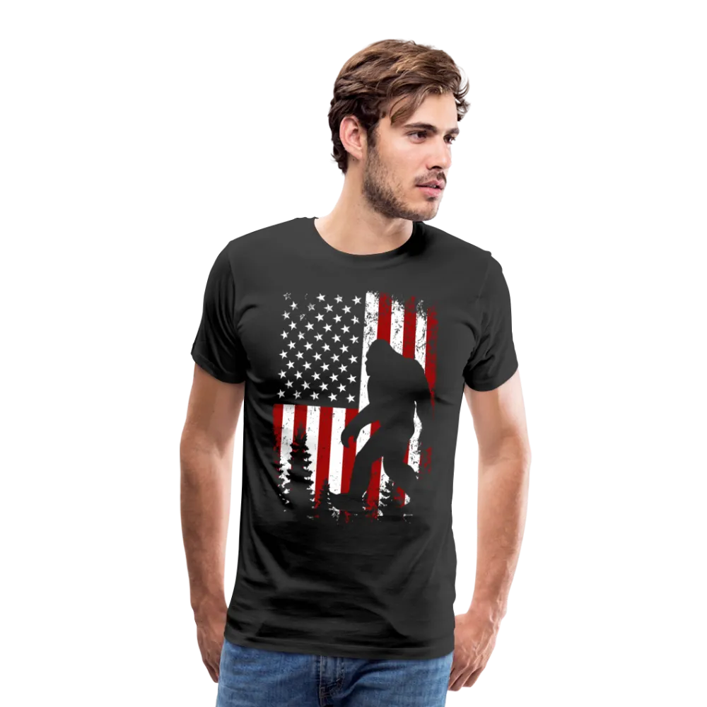 Bigfoot American Flag Men's Premium T-Shirt (CK4319)