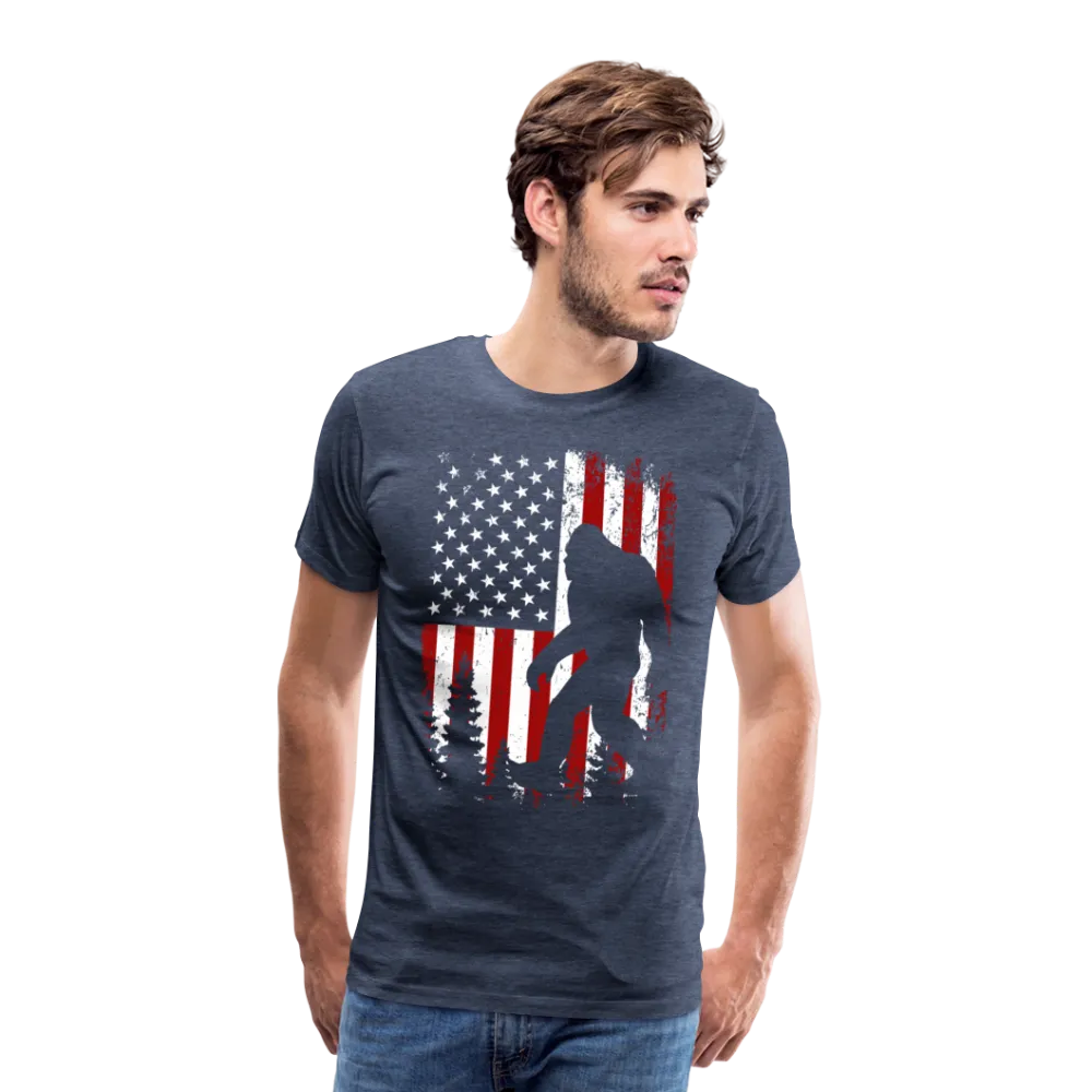 Bigfoot American Flag Men's Premium T-Shirt (CK4319)