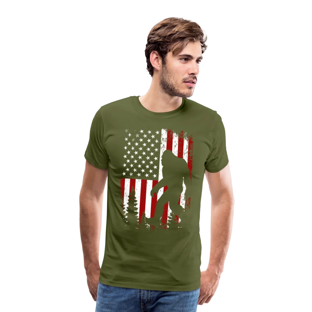 Bigfoot American Flag Men's Premium T-Shirt (CK4319)