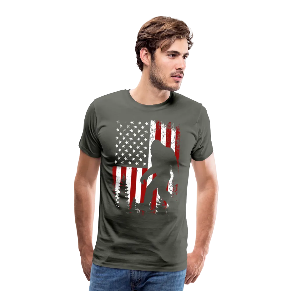 Bigfoot American Flag Men's Premium T-Shirt (CK4319)