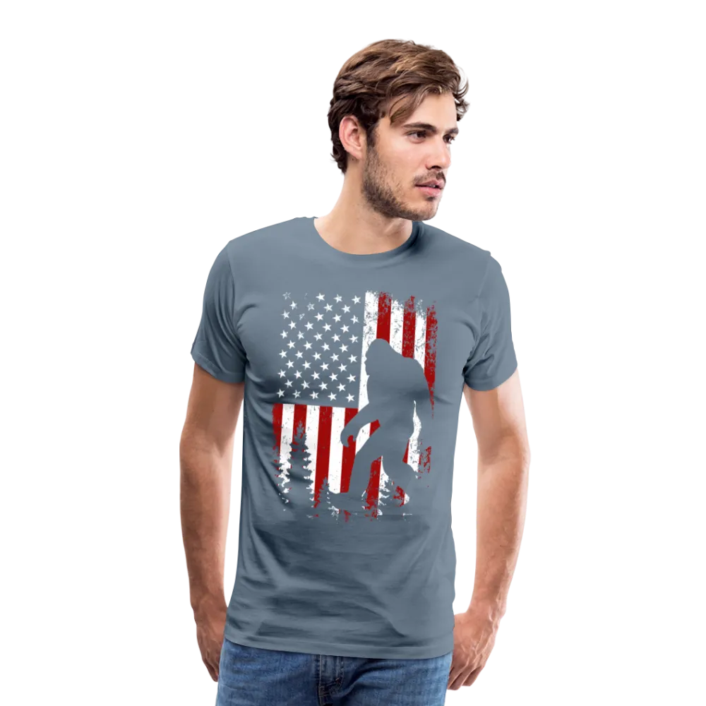 Bigfoot American Flag Men's Premium T-Shirt (CK4319)