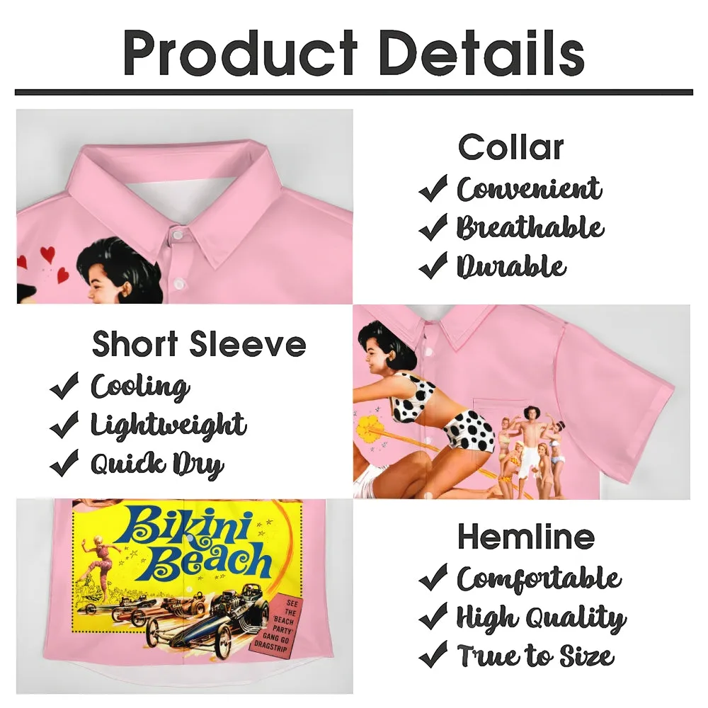 Bikini Retro Poster Print Short Sleeve Shirt 2410003430