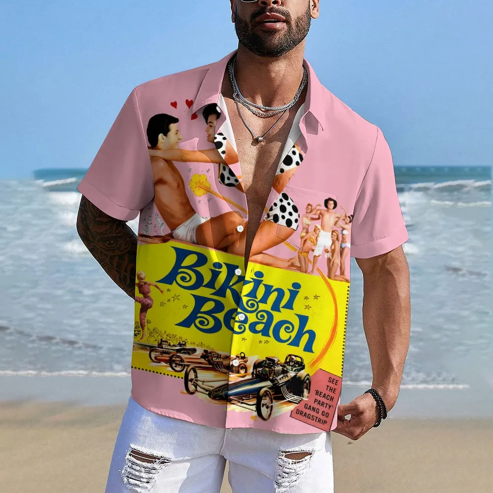 Bikini Retro Poster Print Short Sleeve Shirt 2410003430