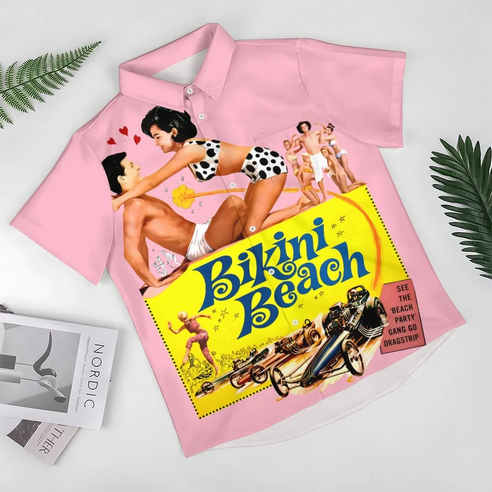 Bikini Retro Poster Print Short Sleeve Shirt 2410003430