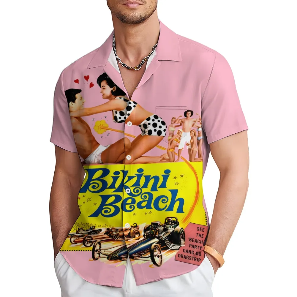Bikini Retro Poster Print Short Sleeve Shirt 2410003430