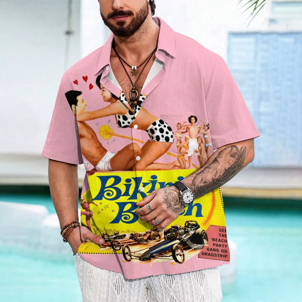 Bikini Retro Poster Print Short Sleeve Shirt 2410003430