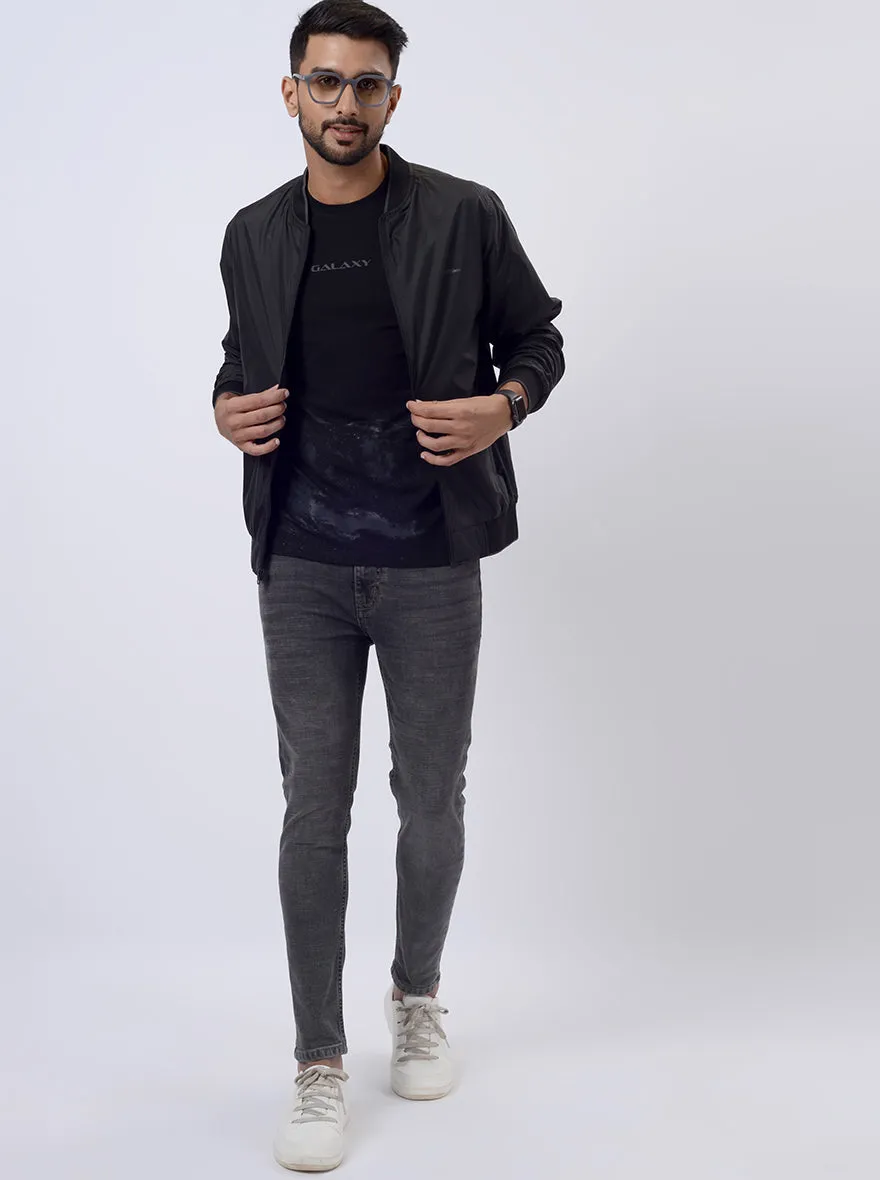 Black Printed Slim Fit T-Shirt | JadeBlue