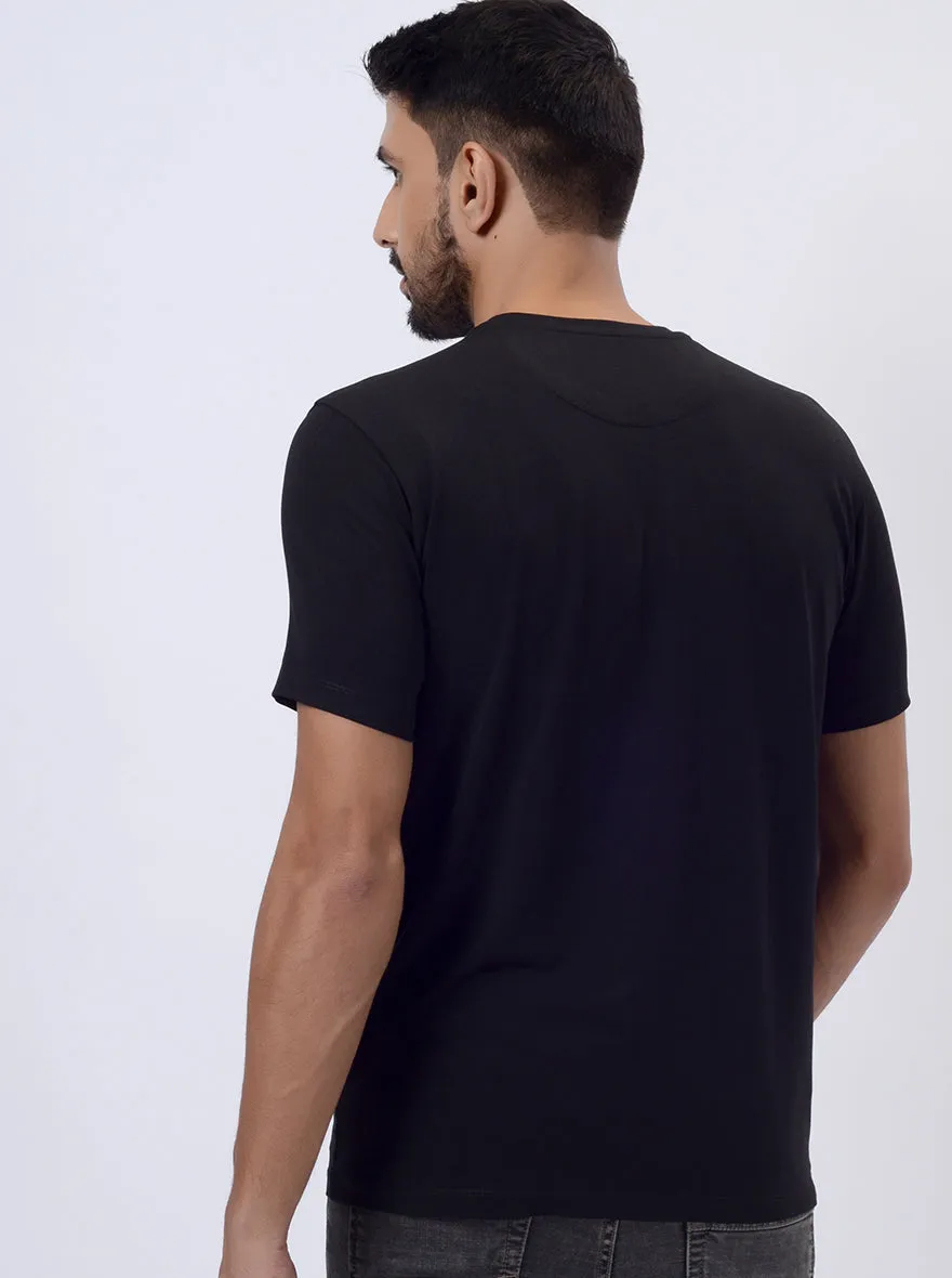 Black Printed Slim Fit T-Shirt | JadeBlue