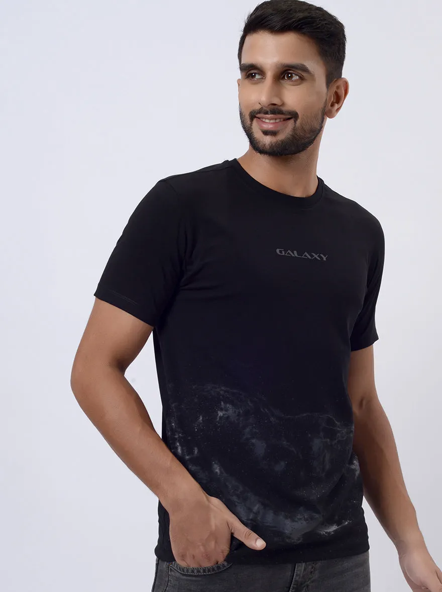 Black Printed Slim Fit T-Shirt | JadeBlue