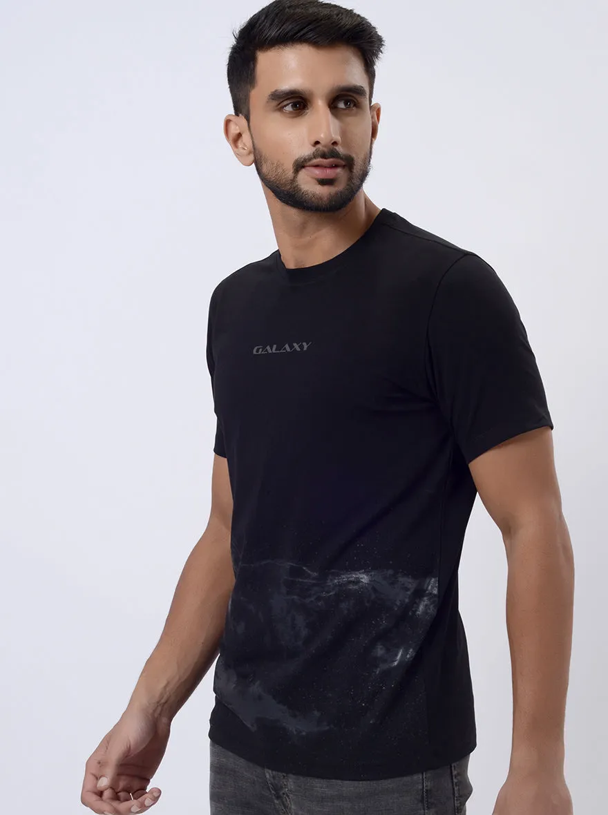 Black Printed Slim Fit T-Shirt | JadeBlue