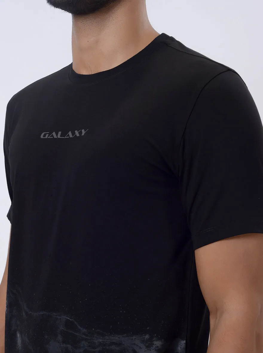 Black Printed Slim Fit T-Shirt | JadeBlue