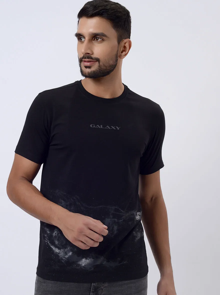 Black Printed Slim Fit T-Shirt | JadeBlue