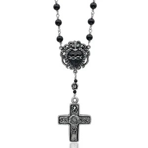 Black Sacred Heart Rosary Necklace