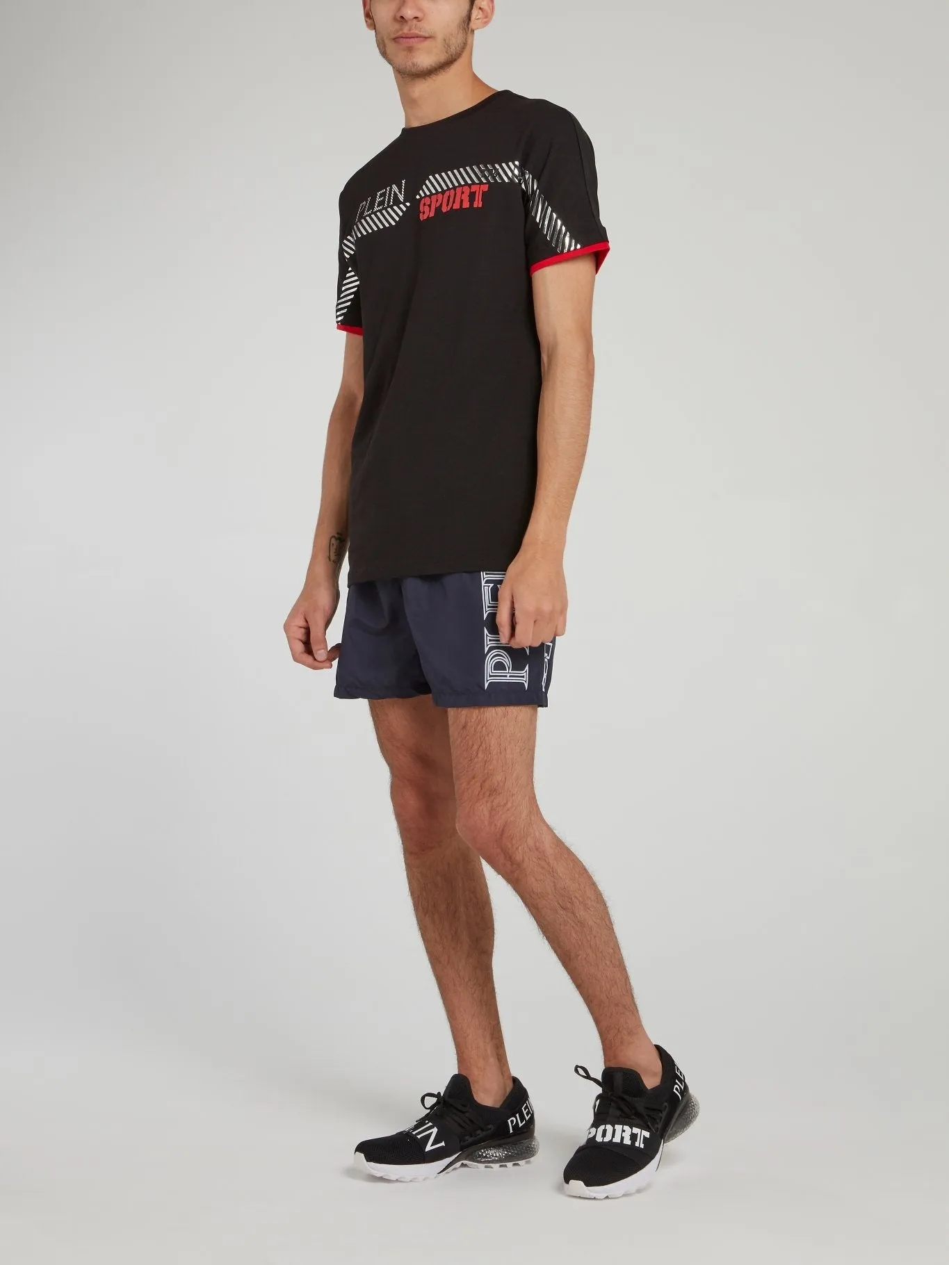 Black Scratch Print Cotton T-Shirt