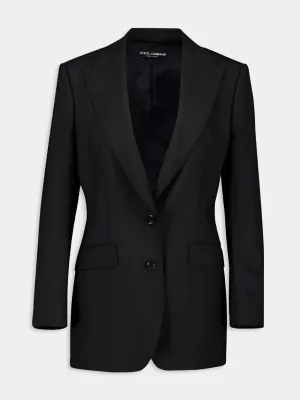 Black Single-Breasted Wool Jacket