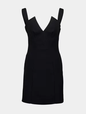 Black V-Neck Cady Mini Dress