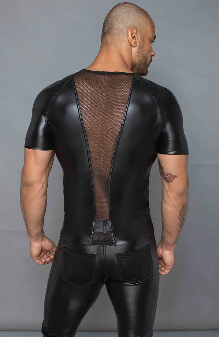 Black wet look t-shirt - Individual