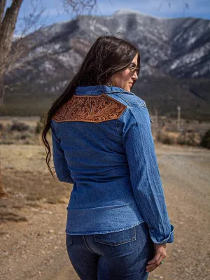 Blue Chambray Shirts with Leather Yoke