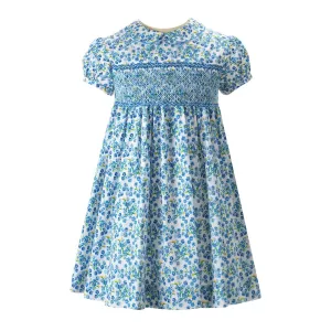 Blue Forget-Me-Not Smocked Dress & Bloomers