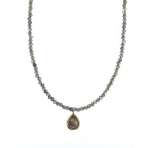 Blue Sapphire & Raw Diamond Necklace