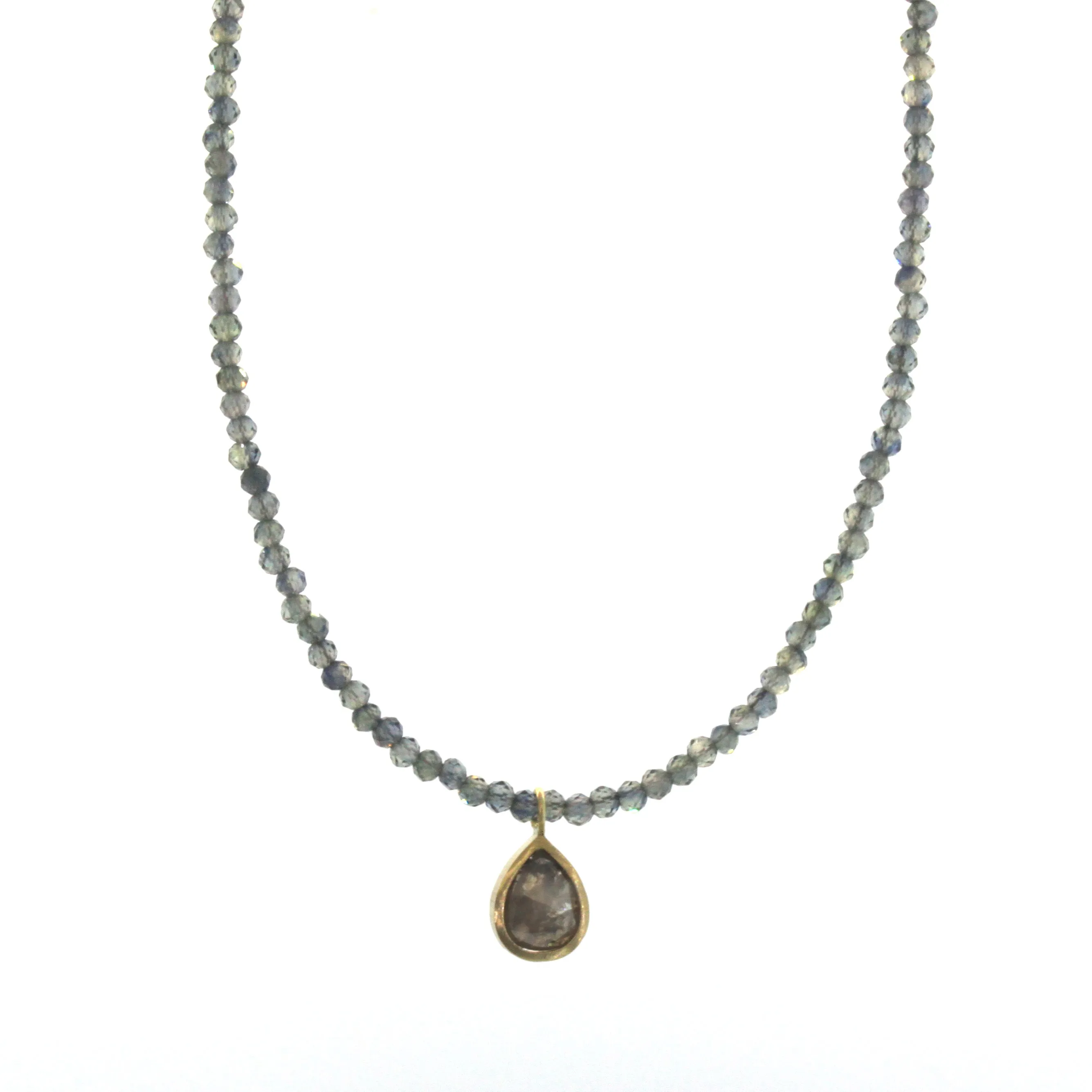 Blue Sapphire & Raw Diamond Necklace