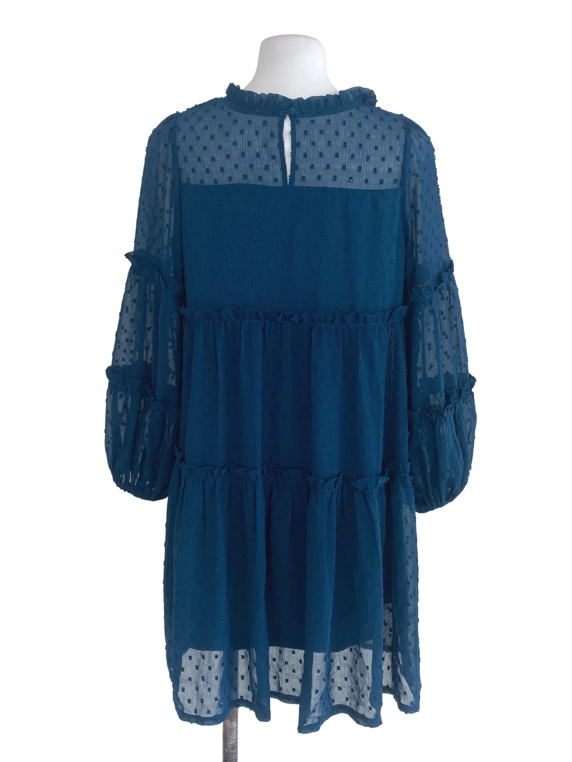 Blue Textured Mini Dress