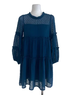 Blue Textured Mini Dress